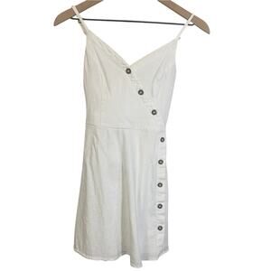 Hollister White Strappy Mini Summer Dress with Button Accents Sz XS Smocked Back